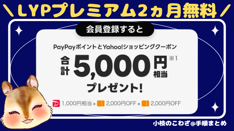 今なら会員登録で合計5000円相当がもらえて会費2ヵ月無料！LYPプレミアム特典対象かチェック 